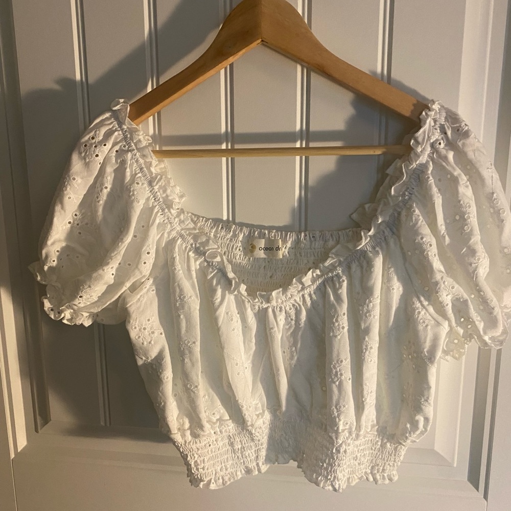 Ocean drive, white crop top medium